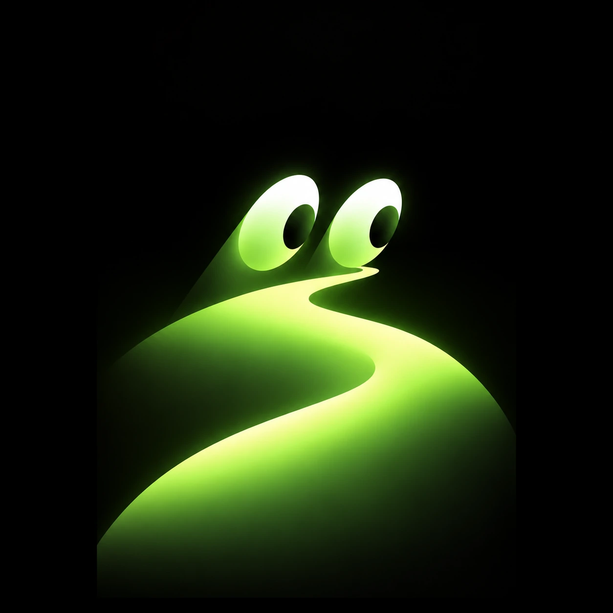 Lightway’s friendly eyes overlooking a winding illuminated path